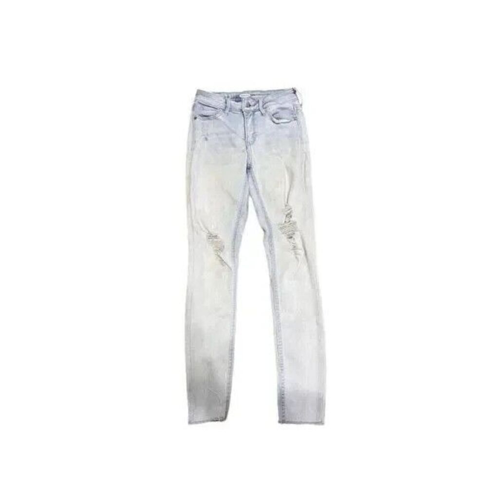 old navy womens jeans sz 0 super skinny highrise light wash distressed rock star - Picture 5 of 6